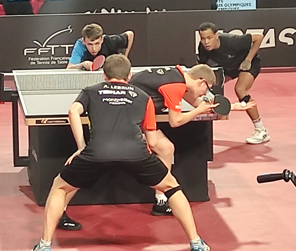 Flavien Coton et Alexandre Cassin contre Alexis Lebrun et Félix Lebrun aux championnats de France 2024.