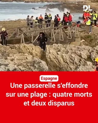 Les secours interviennent sur une plage de Santander après l'effondrement d'une passerelle