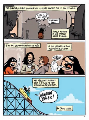 Une planche humoristique de l'album illustrant le chaos de l'adolescence.