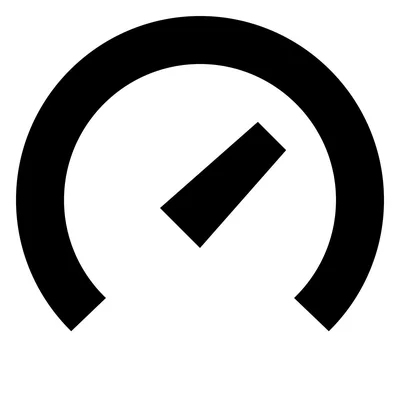 Icône de style compteur de vitesse avec une aiguille sur fond gris clair.