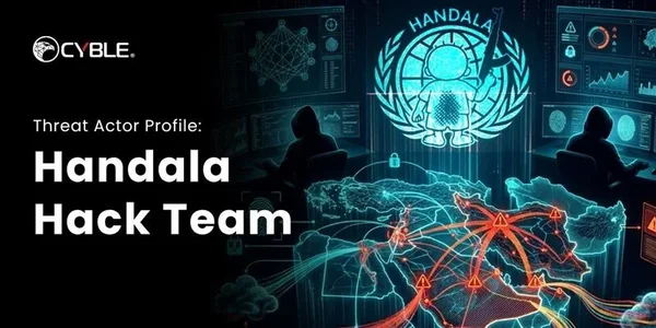 Profil de menace du Handala Hack Team, groupe de hackeurs iraniens, avec carte du Moyen-Orient.