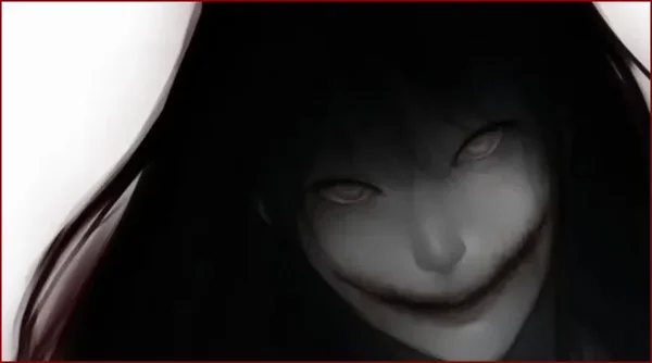 Illustration graphique d'un fantôme aux cheveux longs et au visage pâle