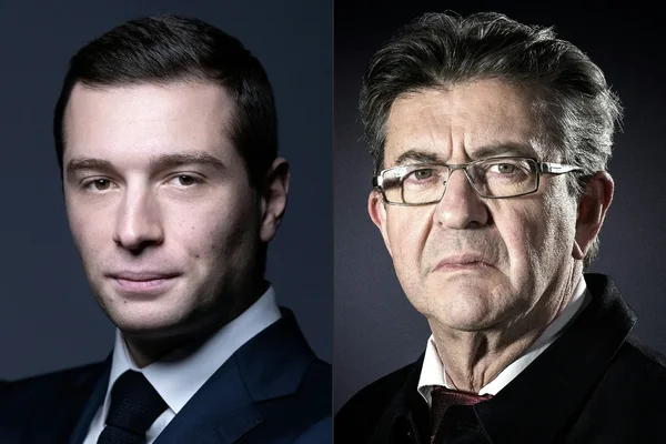 Portraits de Jordan Bardella et Jean-Luc Mélenchon, figures centrales des législatives.