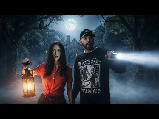 Exploration du manoir le plus hanté de France avec une lanterne et une lampe.