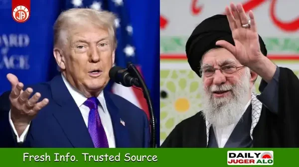 Infographie montrant un homme politique américain et un chef religieux iranien