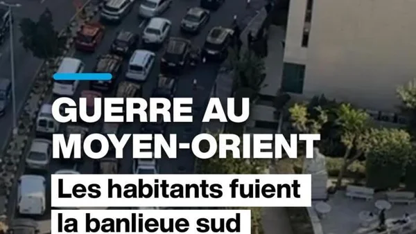 Vue du ciel montrant de nombreuses voitures tentant de quitter la banlieue sud.