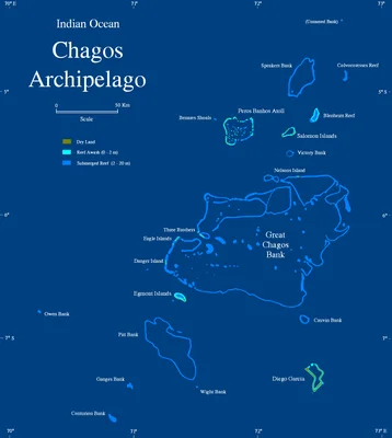 Carte de l'archipel des Chagos, BIOT