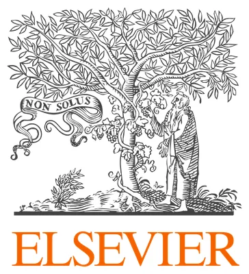 Le logo officiel de l'éditeur Elsevier, avec un arbre, une banderole 'NON SOLUS' et le nom en orange.