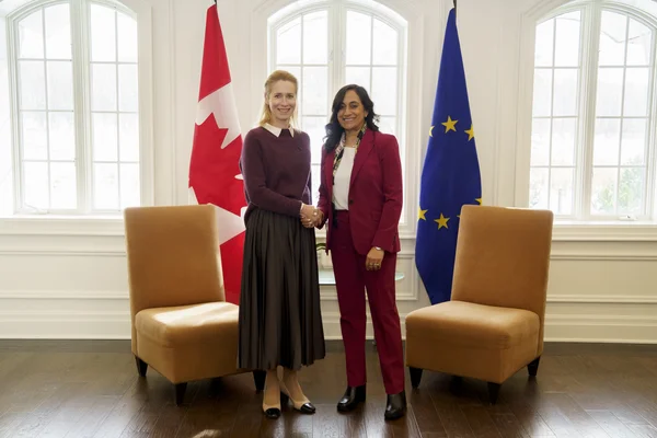 Kaja Kallas lors des réunions des ministres des Affaires étrangères du G7 à Niagara-on-the-Lake, au Canada.