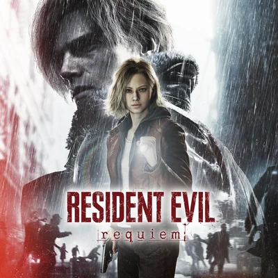 Affiche promotionnelle du film Resident Evil: Requiem mettant en vedette Alice sous une pluie battante.