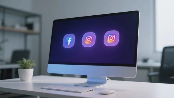 Vue en gros plan d'un écran d'ordinateur affichant l'interface de l'extension Block Party avec des boutons de scan actifs pour TikTok, Instagram et X, fond de bureau flou