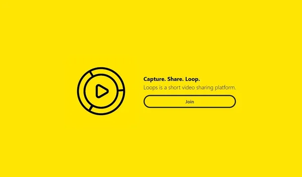 Graphique promotionnel pour Loops avec le texte 'Capture. Share. Loop.' sur fond jaune