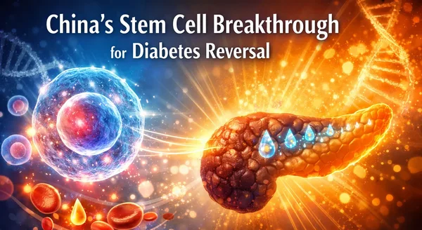 Illustration graphique montrant une cellule souches et un pancréas avec de l'ADN en arrière-plan.