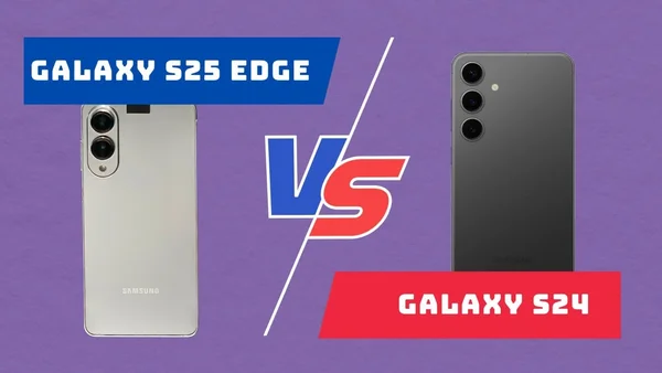 Comparatif graphique entre le Samsung Galaxy S25 Edge et le Galaxy S24.