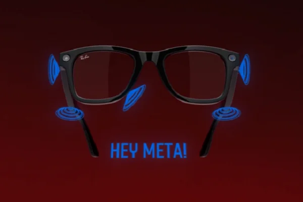 Illustration représentant les lunettes connectées et l'assistant vocal Meta