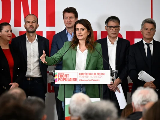 Conférence de presse du Nouveau Front Populaire le 14 juin 2024.
