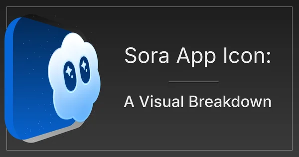 Icône de l'application Sora montrant un nuage blanc aux yeux étoilés sur fond bleu.