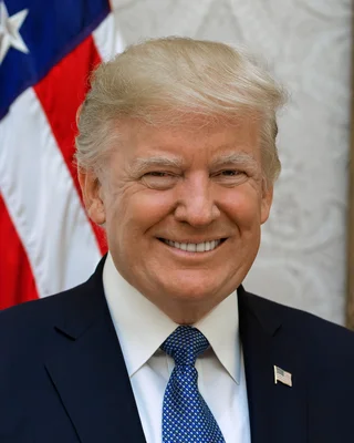 Le président Donald Trump pose pour son portrait officiel à la Maison Blanche.
