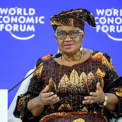 Ngozi Okonjo-Iweala, directrice générale de l'OMC, lors d'une conférence.