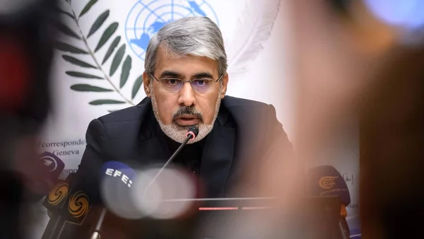 L'ambassadeur iranien lors d'une allocution au Conseil des droits de l'homme de l'ONU.