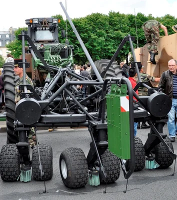 Opérateur de déminage recherchant des mines explosives en forêt.