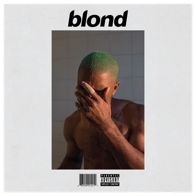 Pochette de l'album 'blond' de Frank Ocean illustrant une personne aux cheveux verts dans une douche.