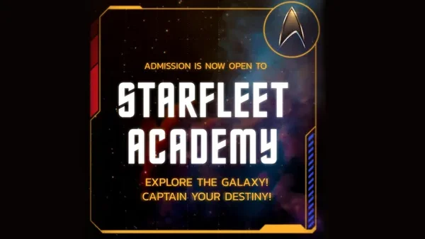 Graphique officiel annonçant l'ouverture des admissions à Starfleet Academy.