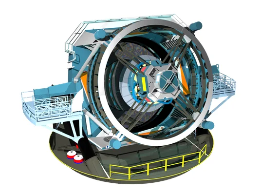 Rendu 3D de la structure du télescope de l'observatoire Rubin