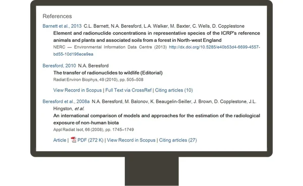 Liste de références académiques affichée sur un écran