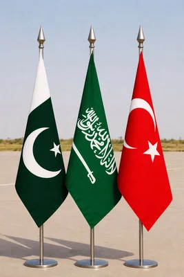 Drapeaux du Pakistan, de l'Arabie saoudite et de la Turquie