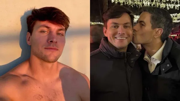 Rob Jetten embrasse son compagnon sur une photo divisée.