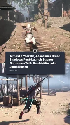 Une vignette d'actualité avec deux captures d'écran et la légende 'Leap of faith'.