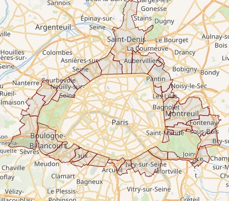 Carte géographique de Paris et de sa périphérie.