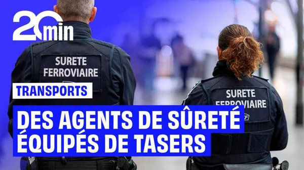 Agents de sûreté équipés de tasers lors d'une opération ferroviaire.