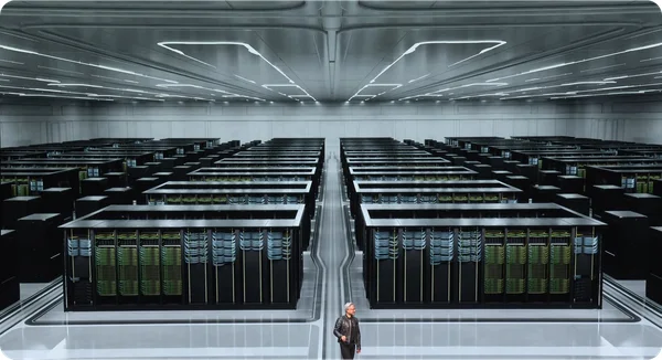 L'immensité d'un centre de données capable d'héberger des milliers de GPU.