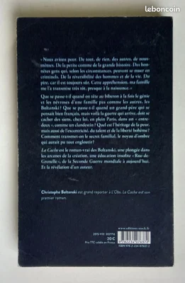 Dos de l'ouvrage La Cache avec résumé et informations éditoriales.