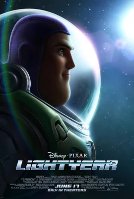 Affiche officielle du film Lightyear (2022) mettant en scène Buzz l'Éclair