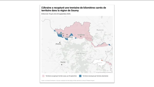 La reconquête de territoires dans l'oblast de Soumy entre juin et septembre 2025.