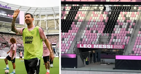 La tribune 'LEO MESSI STAND' du nouveau stade dédiée à la star de l'équipe.