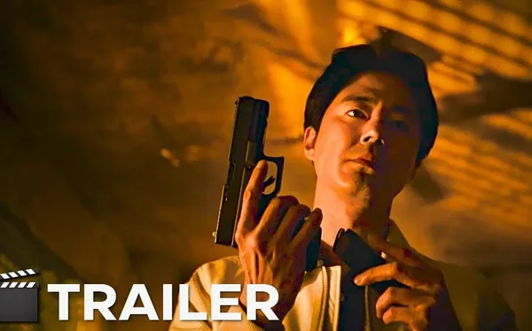 La distribution du film Humint dans une composition cinématographique, avec un personnage central armé et des acteurs en arrière-plan.