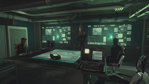 Vaisseau posé sur un paysage alien sous un ciel étoilé avec le logo Starfield.