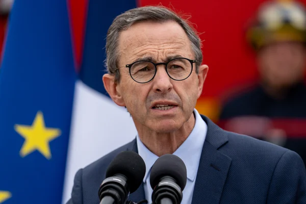 Bruno Retailleau, ministre de l'Intérieur, lors d'un discours dans les Pyrénées-Orientales.