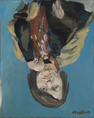 Une œuvre expressionniste de Georg Baselitz illustrant son style inversé.