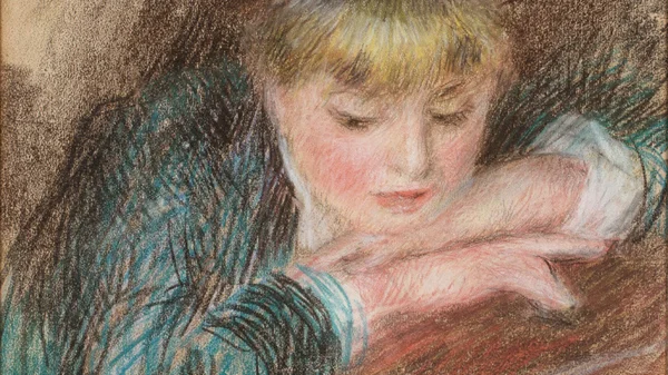 Portrait apaisé réalisé au pastel pour l'exposition 'Renoir dessinateur' au Musée d'Orsay.