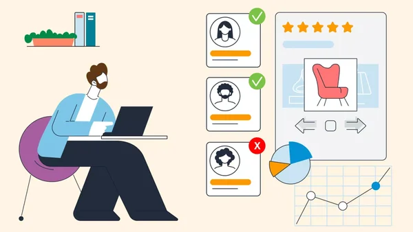 Illustration montrant comment Amazon utilise l'IA pour garantir l'authenticité des avis clients.