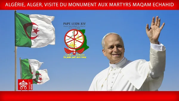 Arrivée du pape Léon XIV à bord d'un avion Algérie sous la pluie.