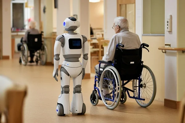 Le robot humanoïde Model T de Telexistence, doté d'une tête d'oiseau, conçu pour travailler dans les magasins de proximité au Japon.