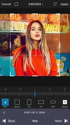 Capture d'écran de l'outil de recadrage sur l'application Picsart.