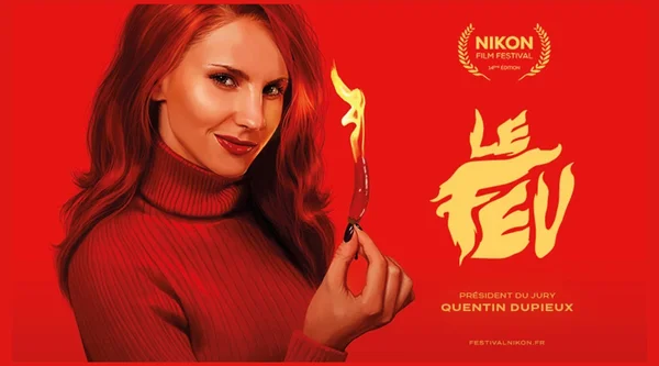 Affiche de la 14e édition sur le thème du feu, avec Quentin Dupieux mentionné comme président du jury.