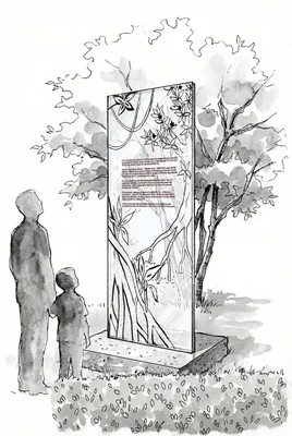 Illustration conceptuelle de la stèle mémorielle pour les victimes de l'agent orange à Paris.